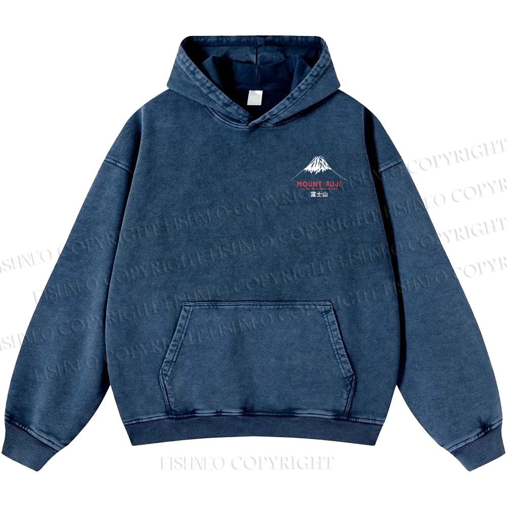 Unisex Casual Mount Fuji Printed Double-sided Washed Hoodie