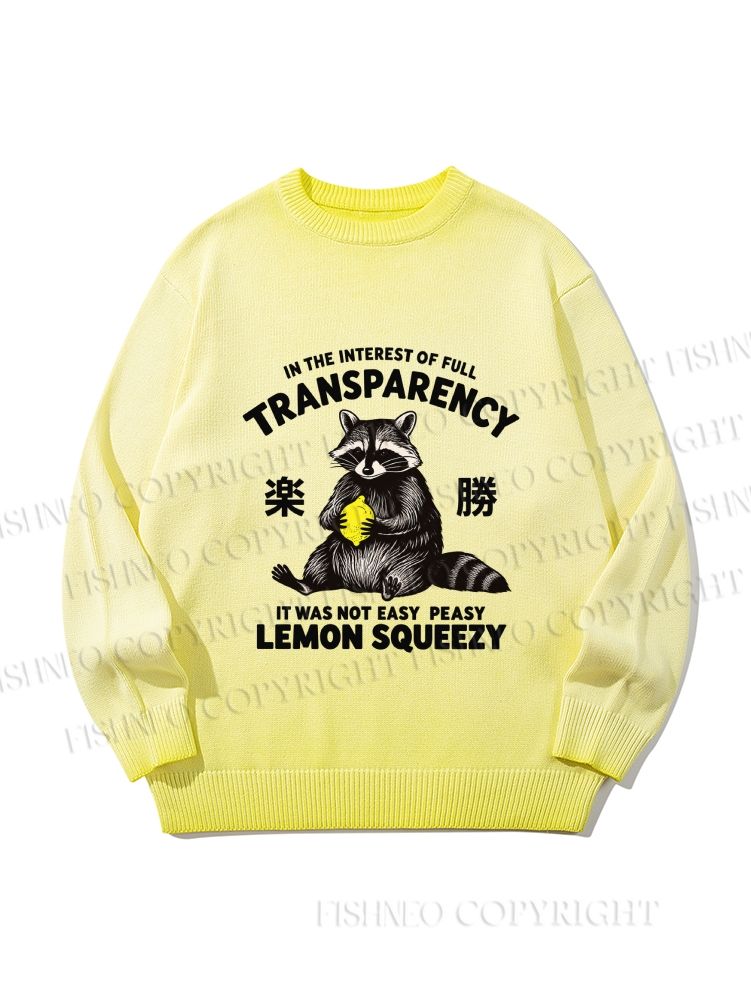 Unisex It Was Not Easy Peasy Lemon Squeezy Raccoon Gradient Casual sweater