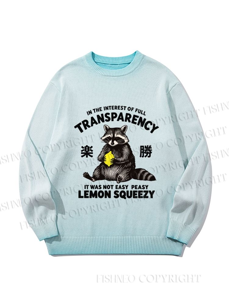 Unisex It Was Not Easy Peasy Lemon Squeezy Raccoon Gradient Casual sweater