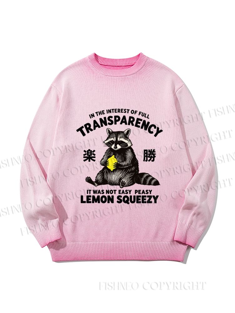 Unisex It Was Not Easy Peasy Lemon Squeezy Raccoon Gradient Casual sweater