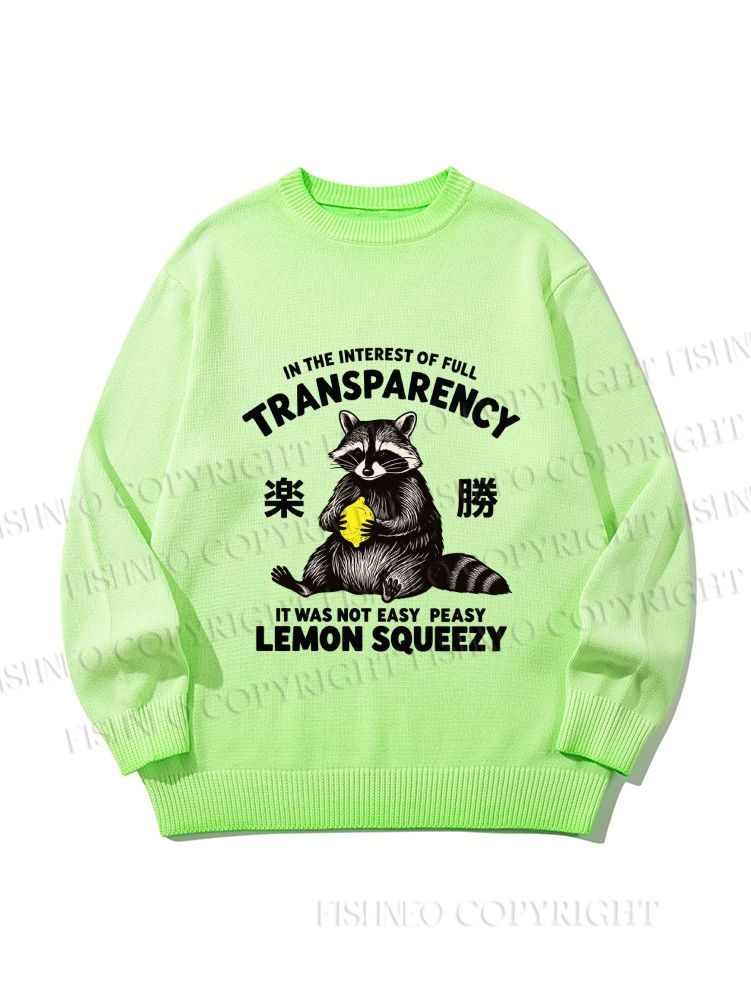 Unisex It Was Not Easy Peasy Lemon Squeezy Raccoon Gradient Casual sweater