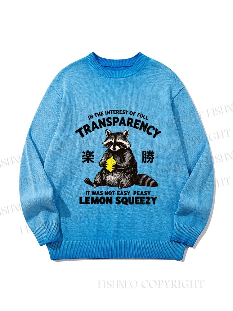 Unisex It Was Not Easy Peasy Lemon Squeezy Raccoon Gradient Casual sweater