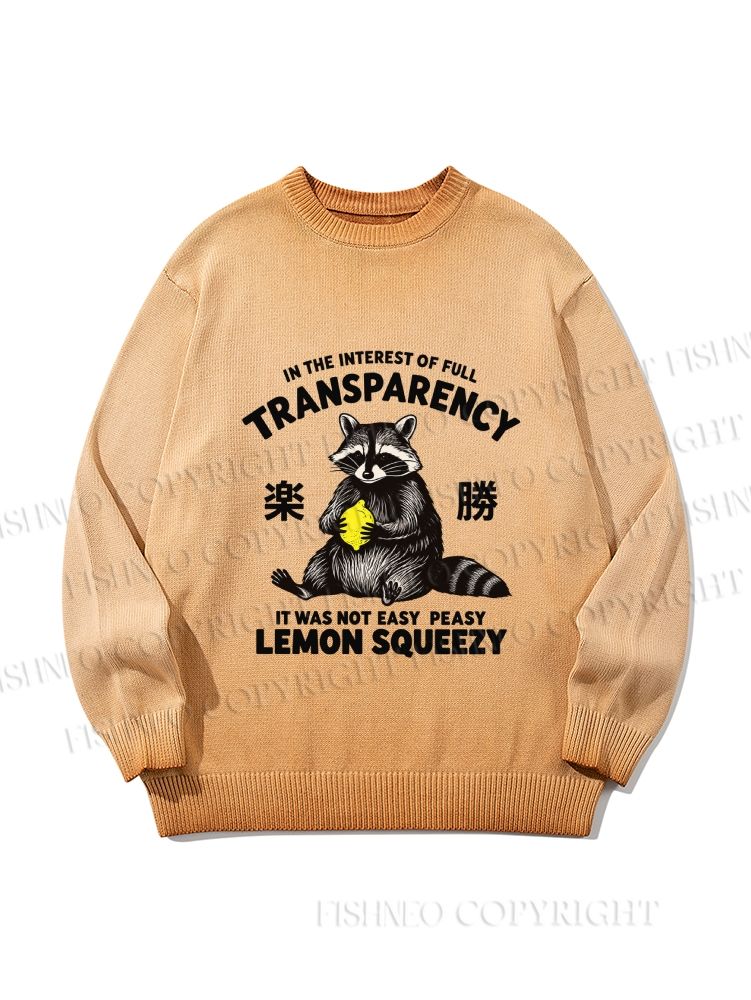 Unisex It Was Not Easy Peasy Lemon Squeezy Raccoon Gradient Casual sweater