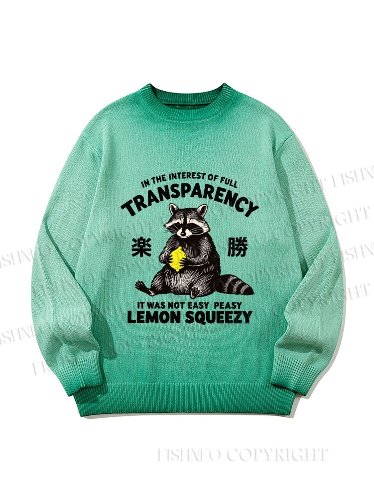 Unisex It Was Not Easy Peasy Lemon Squeezy Raccoon Gradient Casual sweater