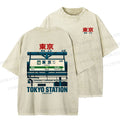 Unisex Tokyo Station Printed Washed Tee