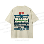 Unisex Tokyo Station Printed Washed Tee