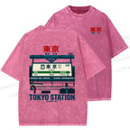 Unisex Tokyo Station Printed Washed Tee
