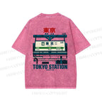Unisex Tokyo Station Printed Washed Tee