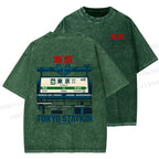 Unisex Tokyo Station Printed Washed Tee