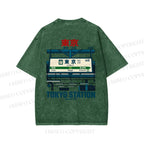 Unisex Tokyo Station Printed Washed Tee