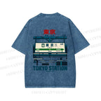 Unisex Tokyo Station Printed Washed Tee