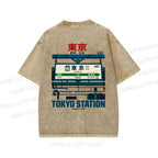 Unisex Tokyo Station Printed Washed Tee