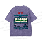 Unisex Tokyo Station Printed Washed Tee
