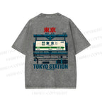Unisex Tokyo Station Printed Washed Tee