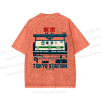 Unisex Tokyo Station Printed Washed Tee