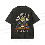 Unisex Ramen Frog Printed Washed Tee