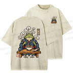 Unisex Ramen Frog Printed Washed Tee