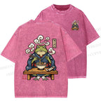 Unisex Ramen Frog Printed Washed Tee