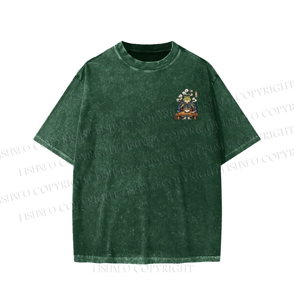 Unisex Ramen Frog Printed Washed Tee