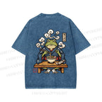 Unisex Ramen Frog Printed Washed Tee