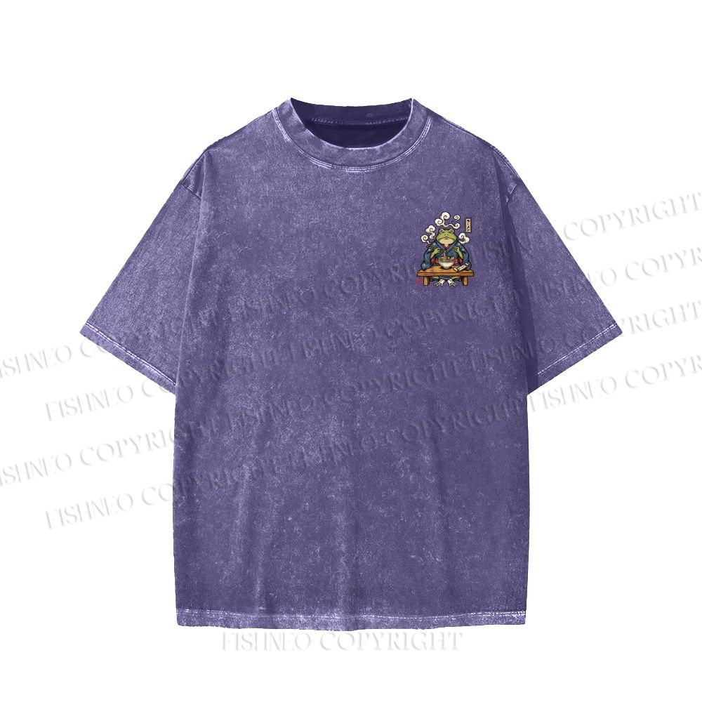 Unisex Ramen Frog Printed Washed Tee