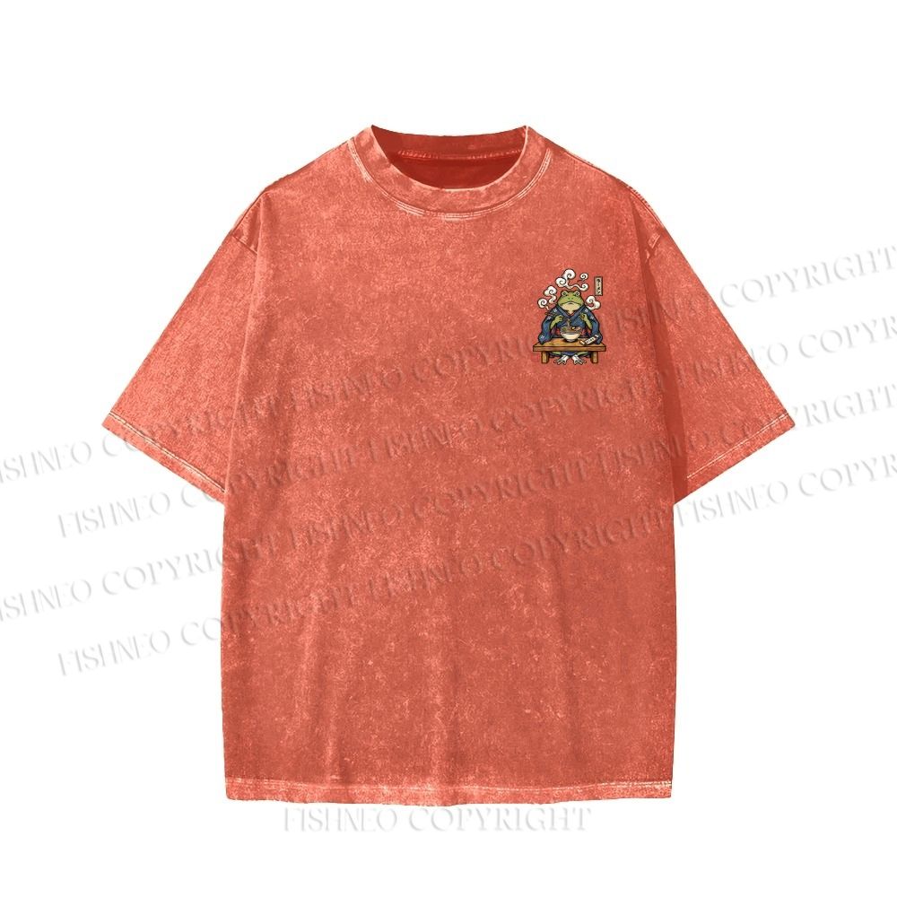 Unisex Ramen Frog Printed Washed Tee