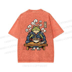 Unisex Ramen Frog Printed Washed Tee