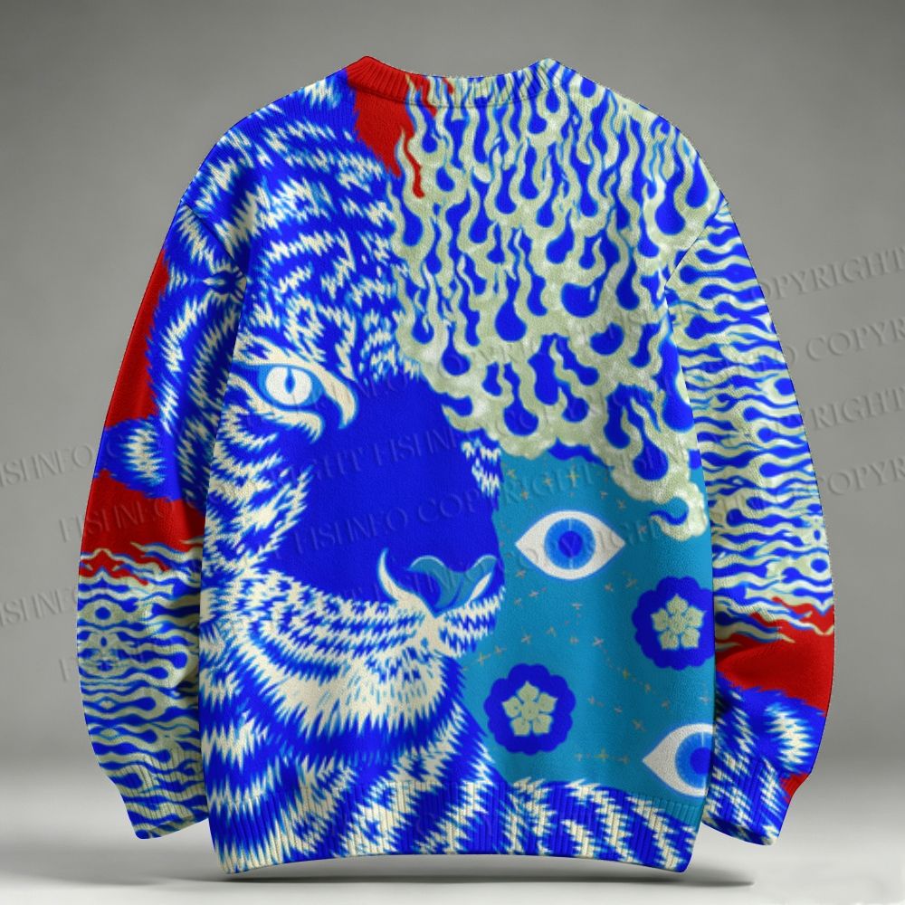 Fire Tiger Round Neck Raglan Sweater Raglan Sweater