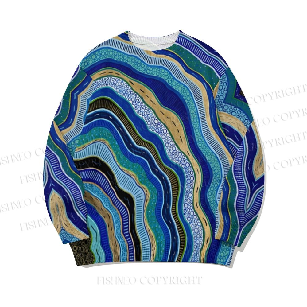 Blue Waves in Dots Core-spun yarn long-sleeve sweater
