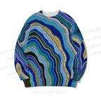 Blue Waves in Dots Core-spun yarn long-sleeve sweater