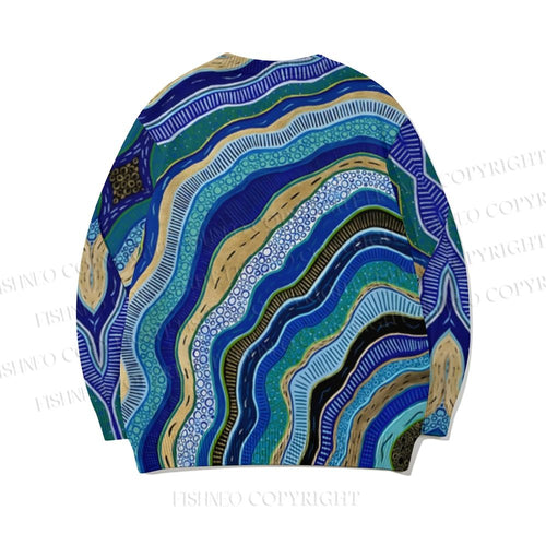 Blue Waves in Dots Core-spun yarn long-sleeve sweater