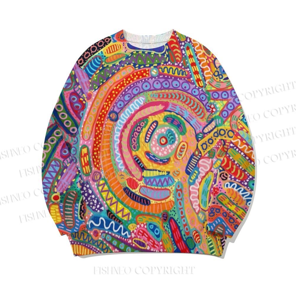 Abstract Dots Graffiti Core-spun yarn long-sleeve sweater