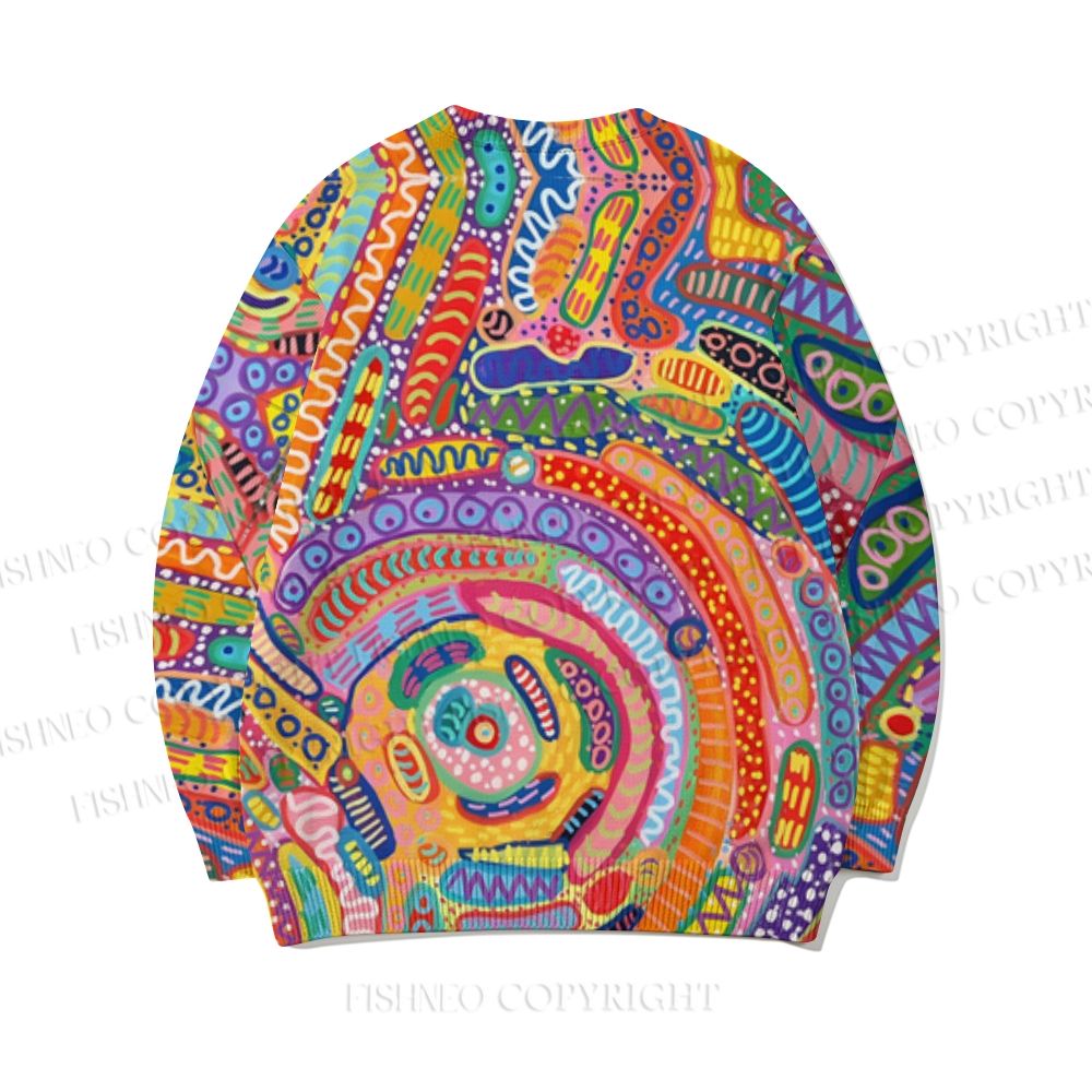 Abstract Dots Graffiti Core-spun yarn long-sleeve sweater