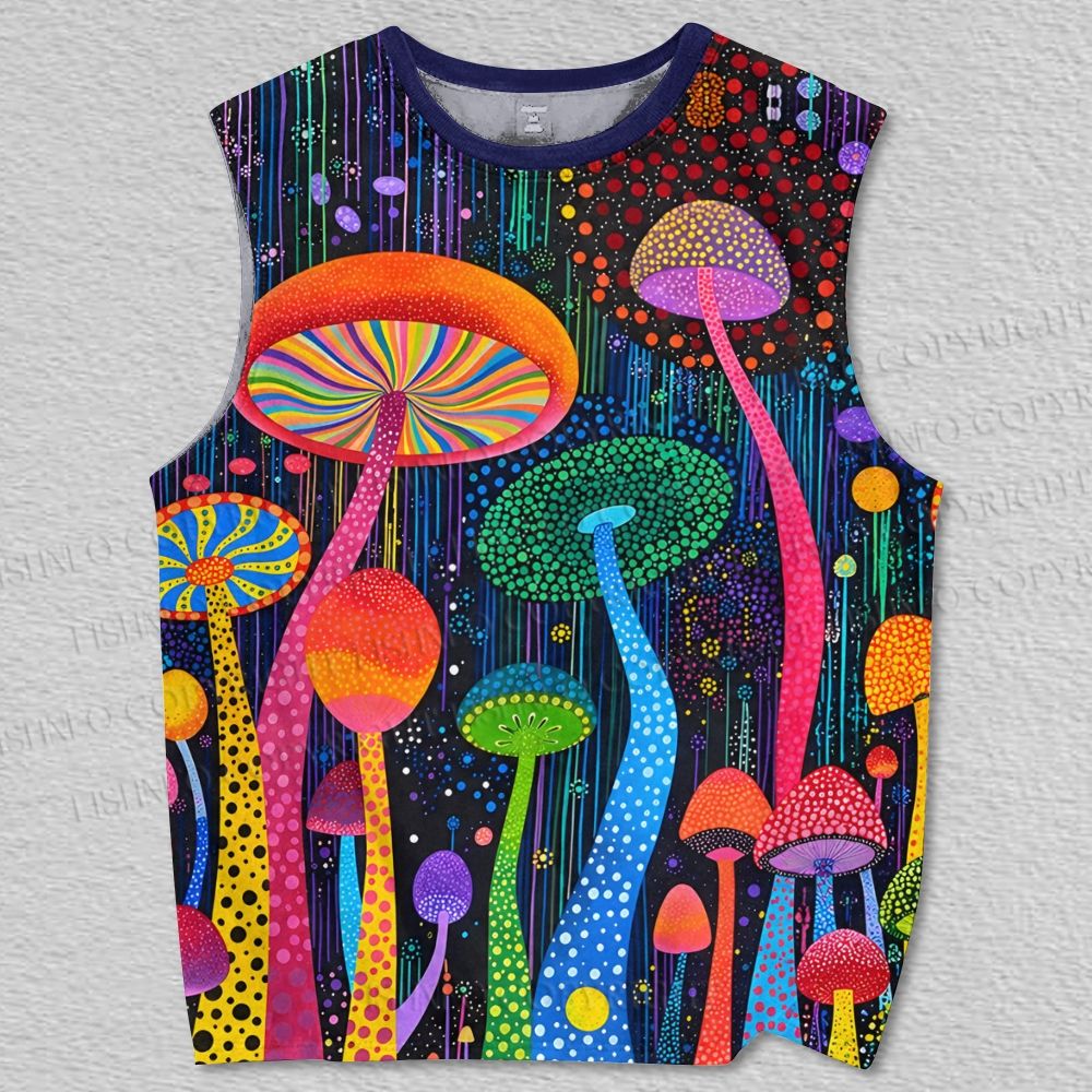 Unisex Psychedelic Mushrooms Yayoi Kusama Style Printed Tank Top