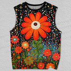 Unisex Giant Red Flowers With Dots Yayoi Kusama Style Printed Tank Top