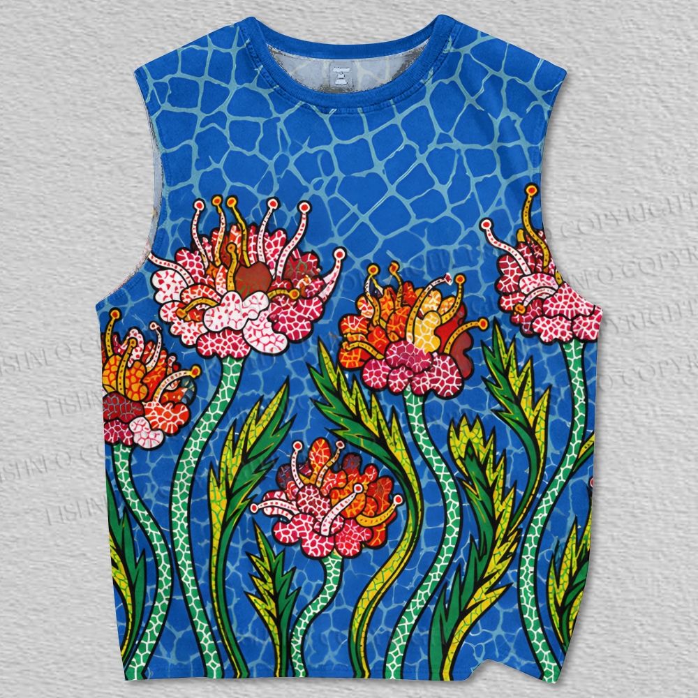 Unisex Yayoi Kusama Style Flowers Printed Tank Top