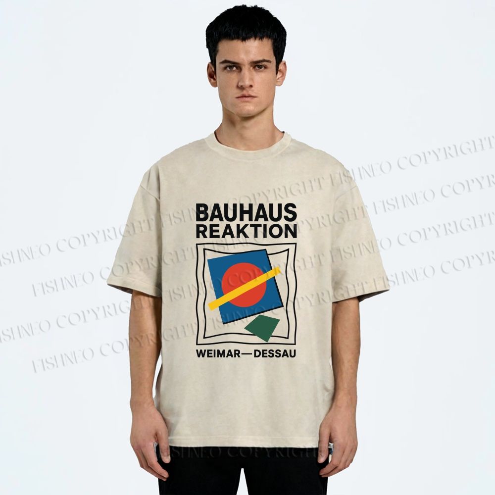 Unisex Bauhaus Geometric Printed Washed Tee