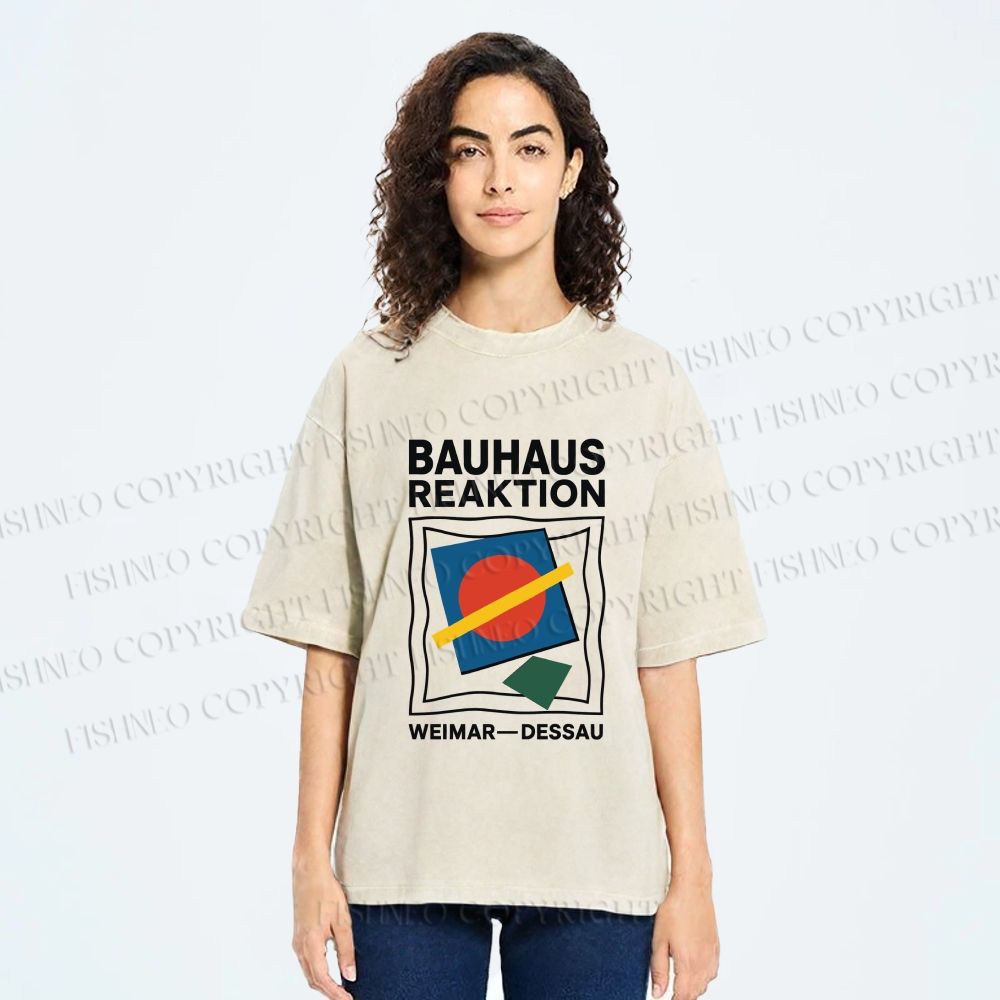 Unisex Bauhaus Geometric Printed Washed Tee