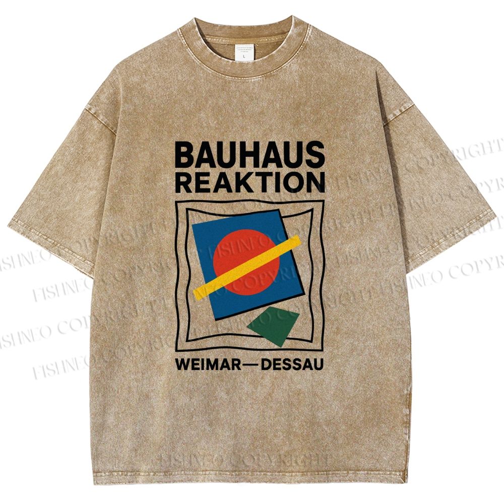 Unisex Bauhaus Geometric Printed Washed Tee