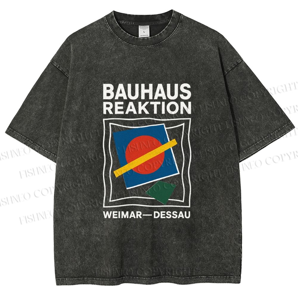 Unisex Bauhaus Geometric Printed Washed Tee