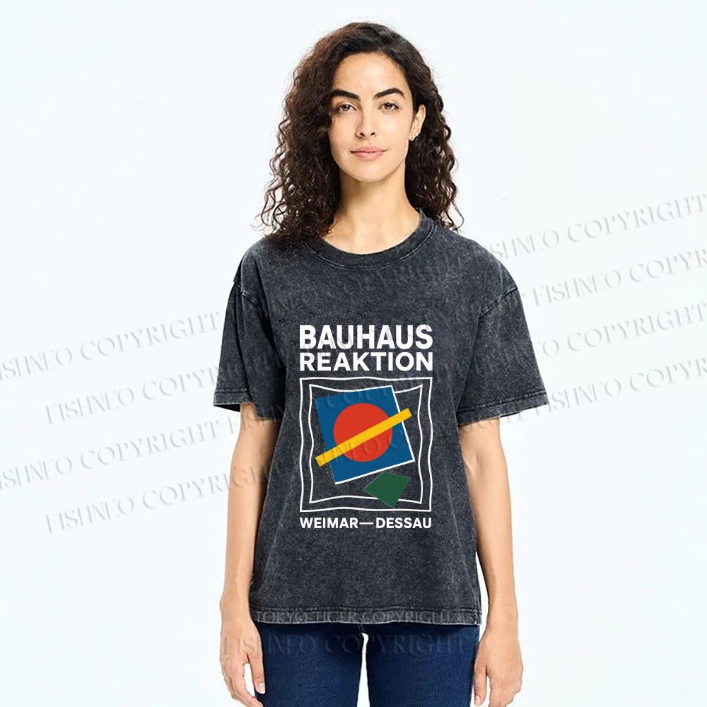 Unisex Bauhaus Geometric Printed Washed Tee