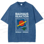 Unisex Bauhaus Geometric Printed Washed Tee
