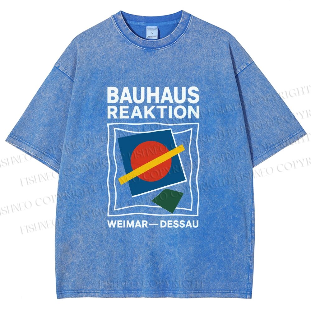 Unisex Bauhaus Geometric Printed Washed Tee