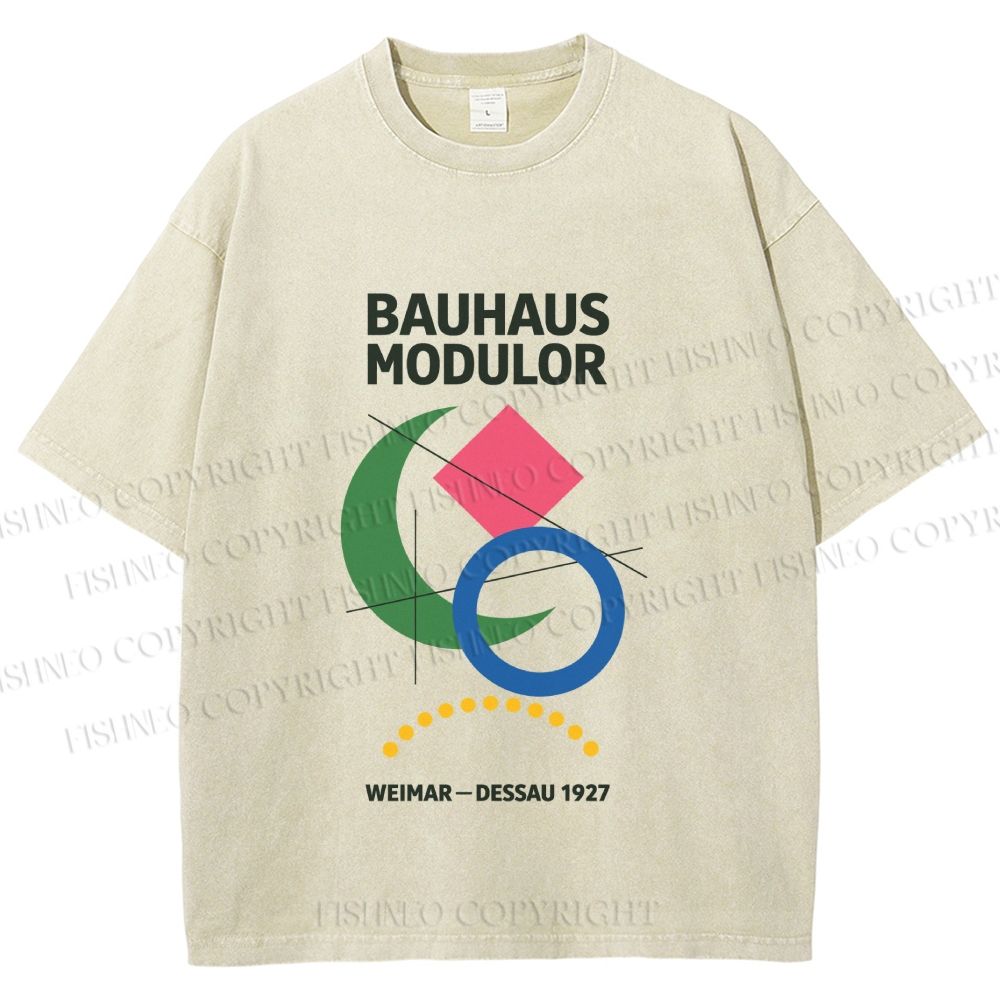 Unisex Bauhaus Geometric Printed Washed Tee