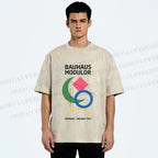 Unisex Bauhaus Geometric Printed Washed Tee