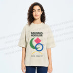 Unisex Bauhaus Geometric Printed Washed Tee