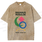 Unisex Bauhaus Geometric Printed Washed Tee