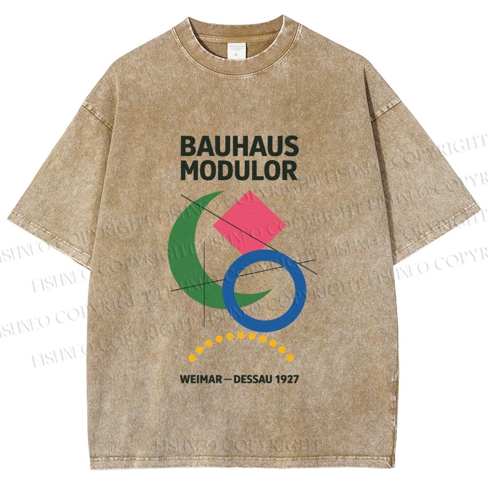 Unisex Bauhaus Geometric Printed Washed Tee