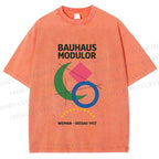 Unisex Bauhaus Geometric Printed Washed Tee