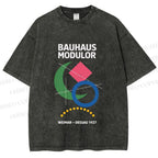 Unisex Bauhaus Geometric Printed Washed Tee